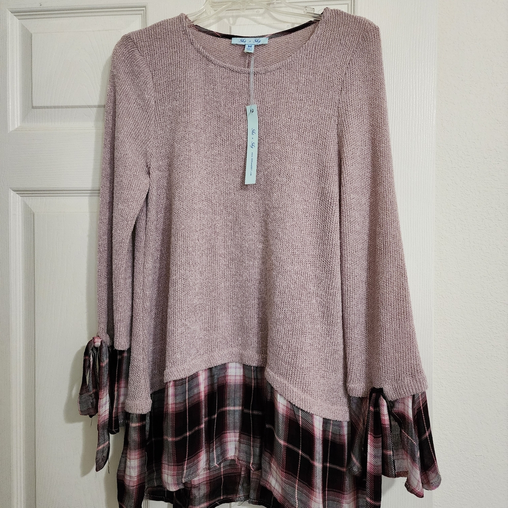 She + Sky Blush Knit Sweater NWT 2 Sizes Available